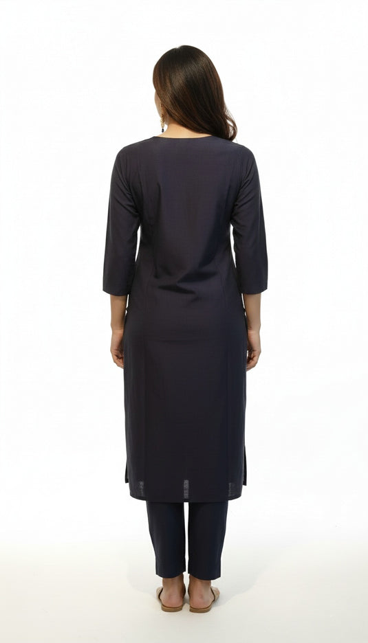 Cotton silk navy blue