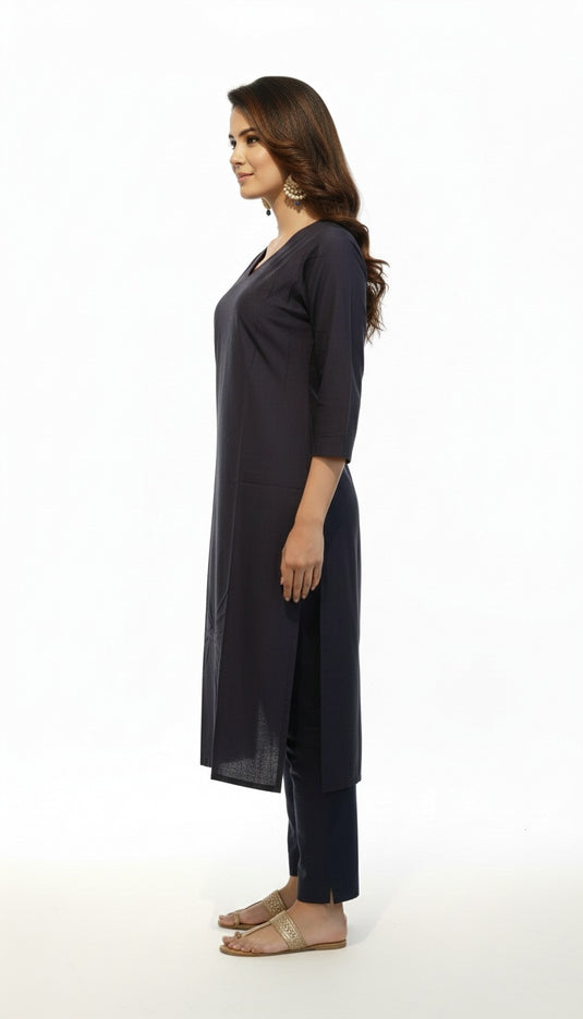 Cotton silk navy blue