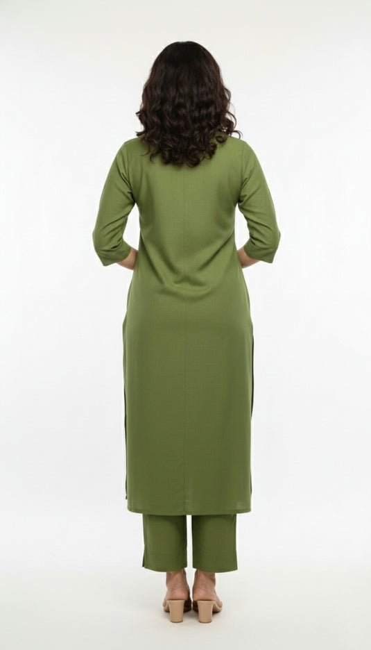 cotton silk collar mehandi green