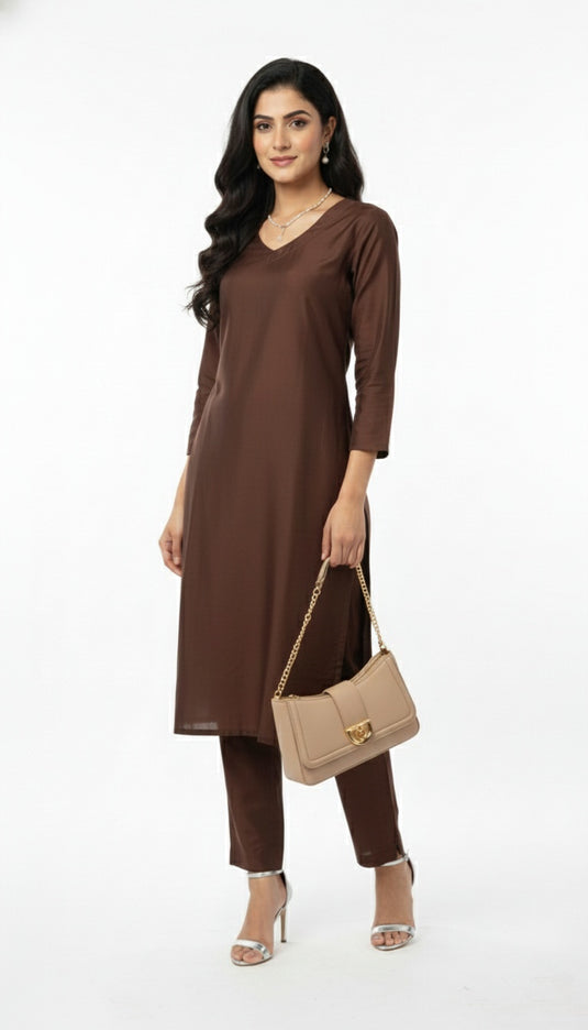 cotton silk coffee brown