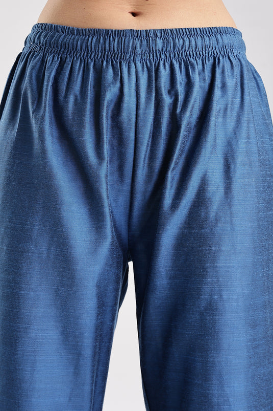 Cotton Silk Collared Printed Set