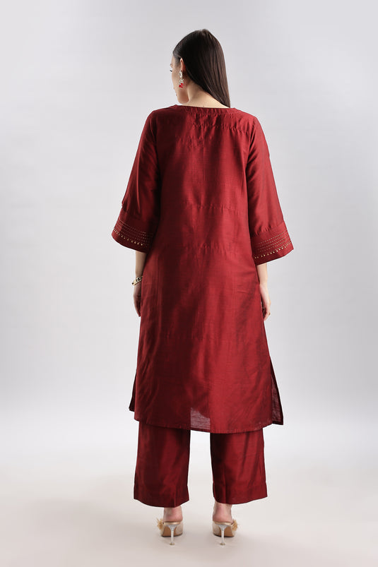 Cotton Silk Embroidered Set