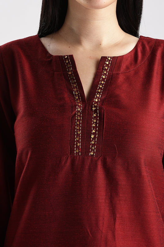 Cotton Silk Embroidered Set