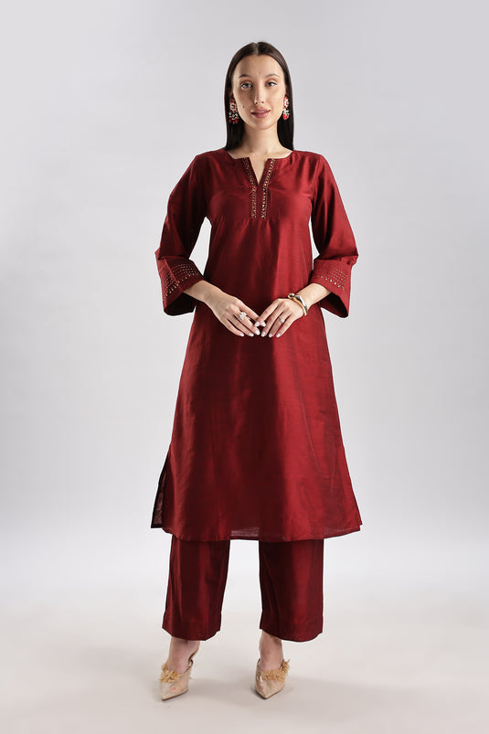 Cotton Silk Embroidered Set