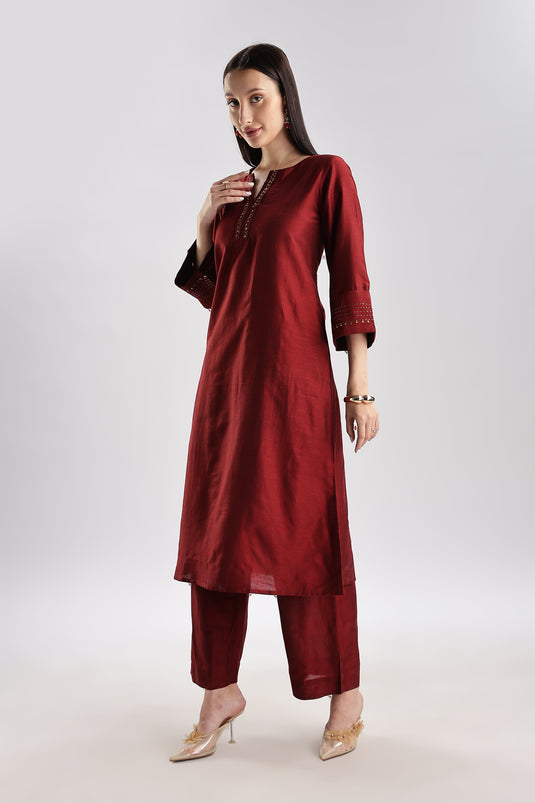 Cotton Silk Embroidered Set
