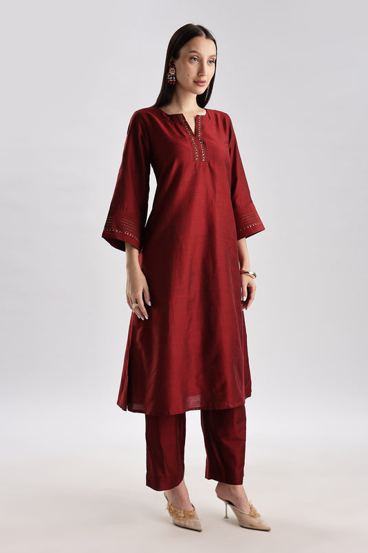 Cotton Silk Embroidered Set