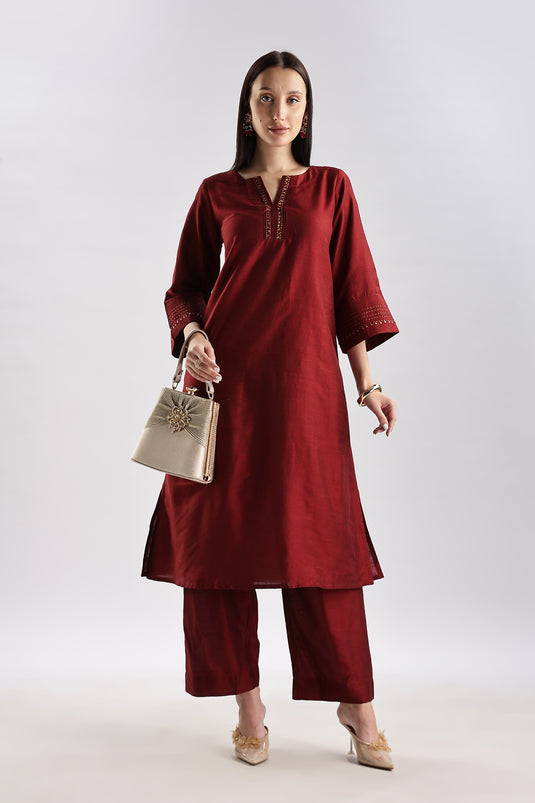 Cotton Silk Embroidered Set