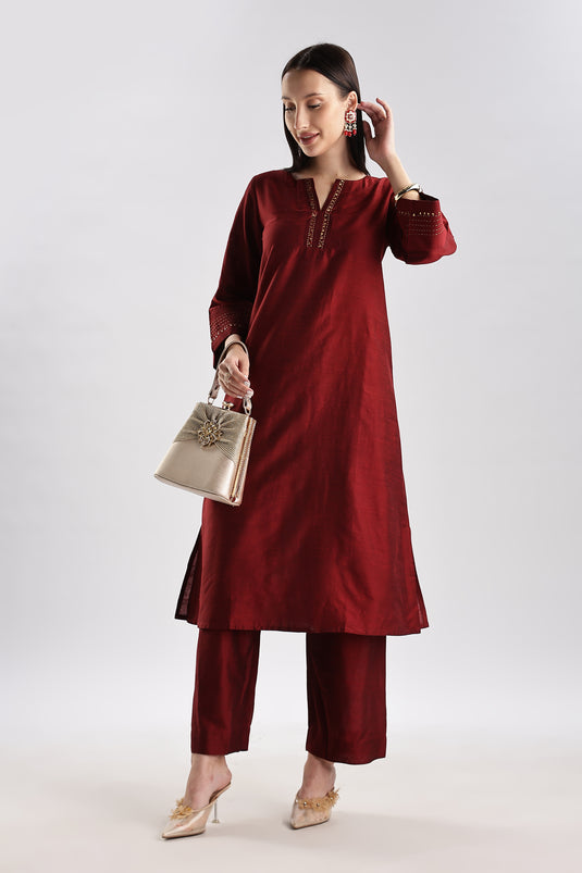 Cotton Silk Embroidered Set
