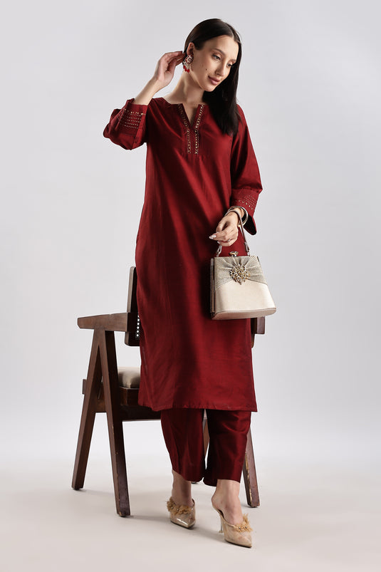 Cotton Silk Embroidered Set