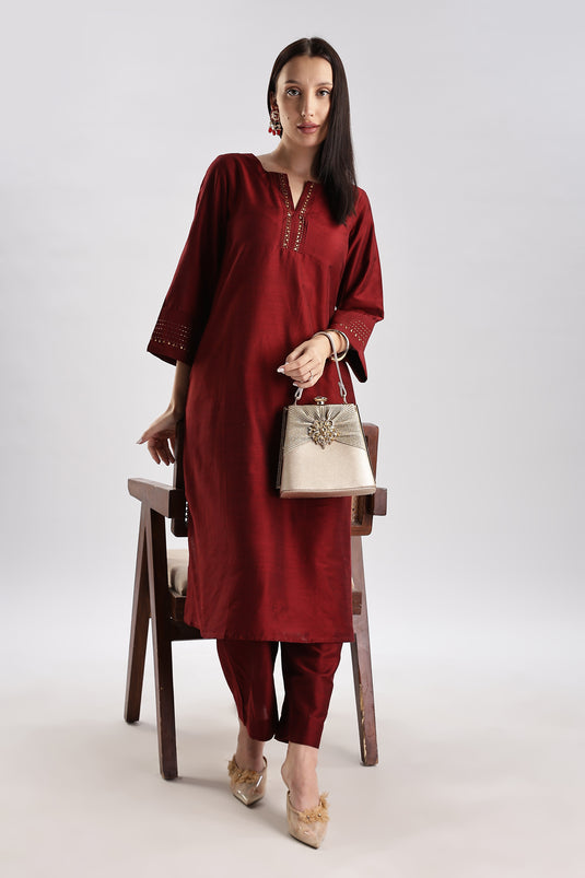 Cotton Silk Embroidered Set