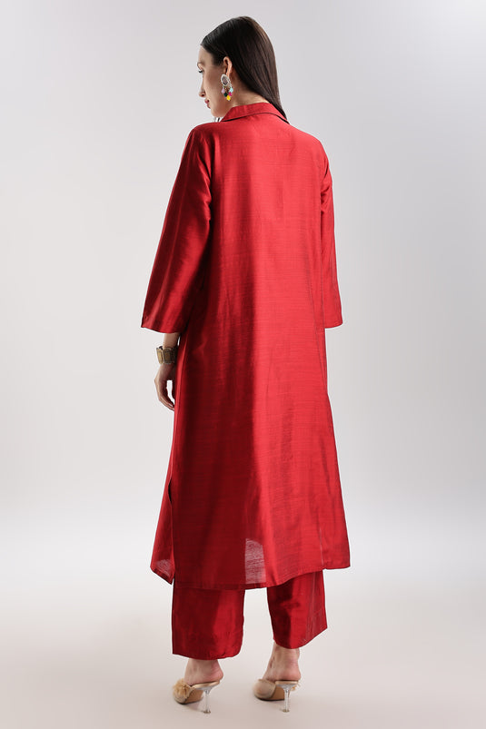 Cotton Silk Collared Set