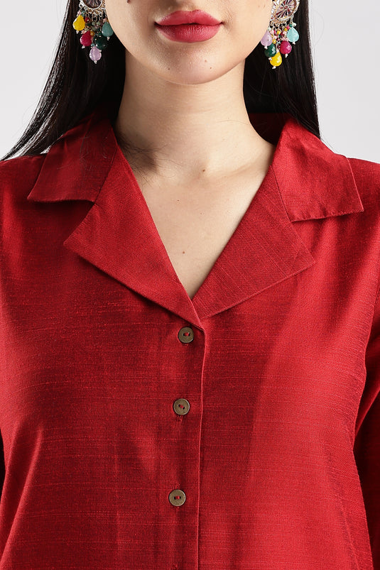 Cotton Silk Collared Set