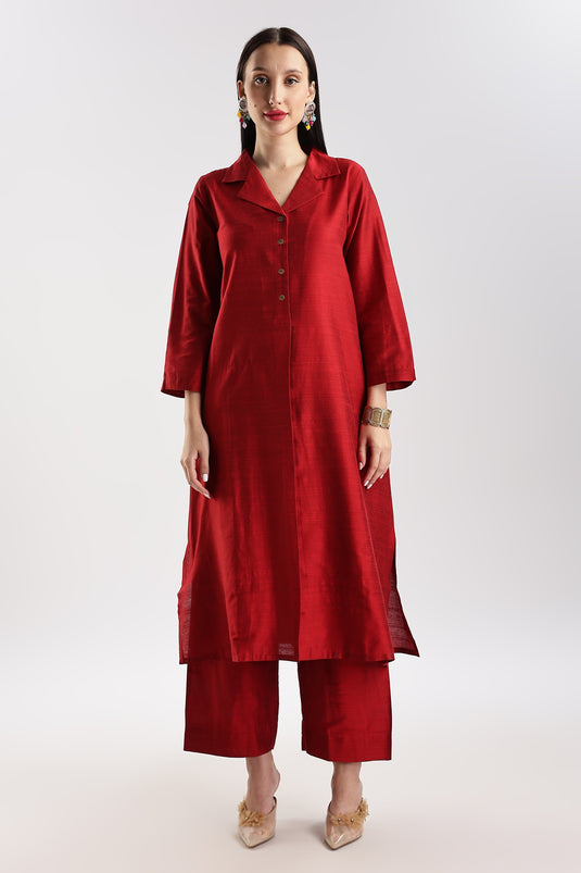 Cotton Silk Collared Set