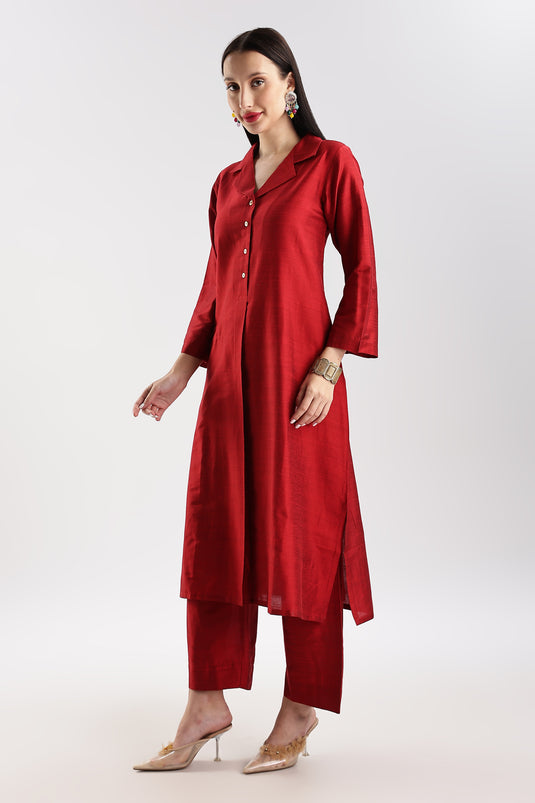 Cotton Silk Collared Set