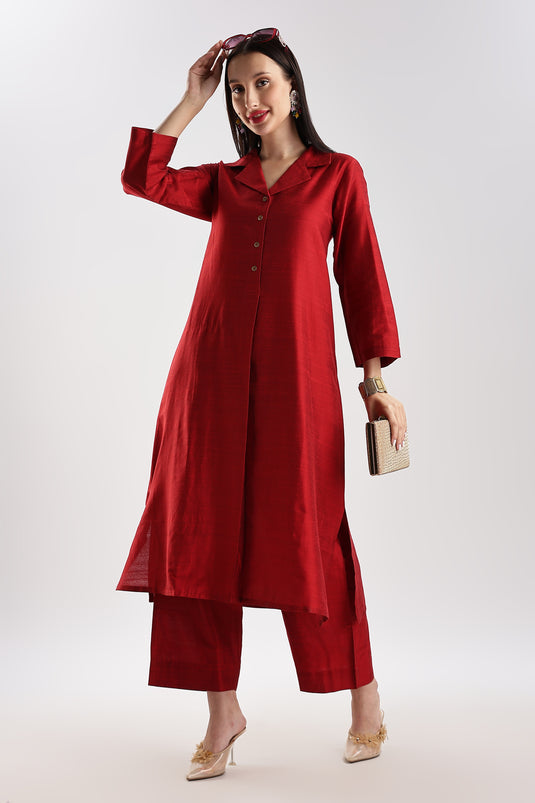 Cotton Silk Collared Set