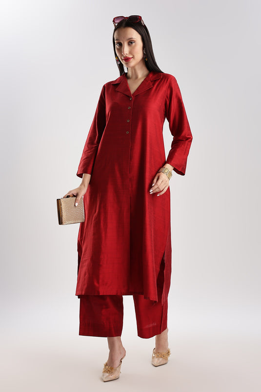 Cotton Silk Collared Set