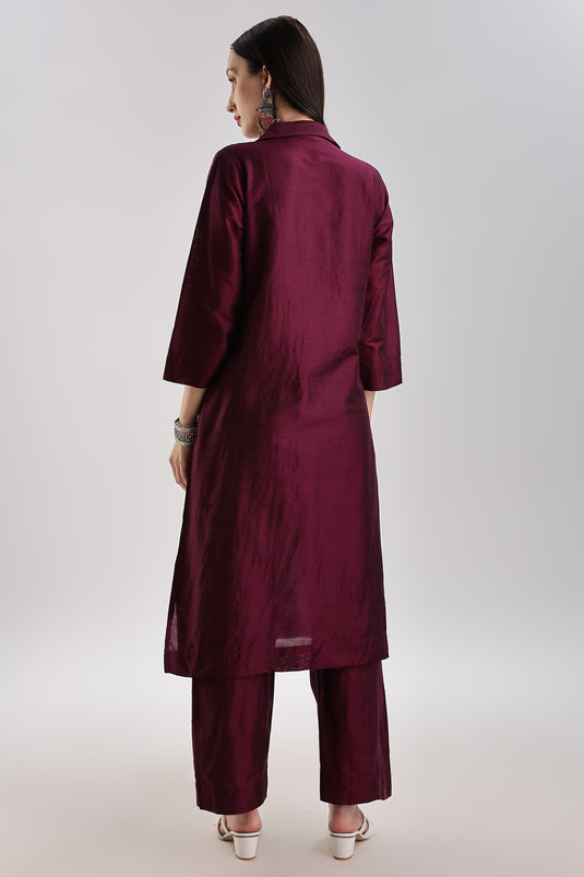 Cotton Silk Collared Set