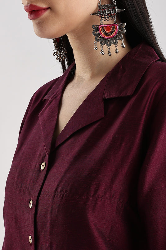 Cotton Silk Collared Set