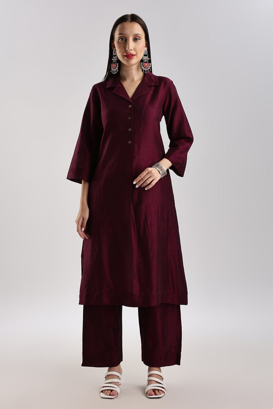 Cotton Silk Collared Set