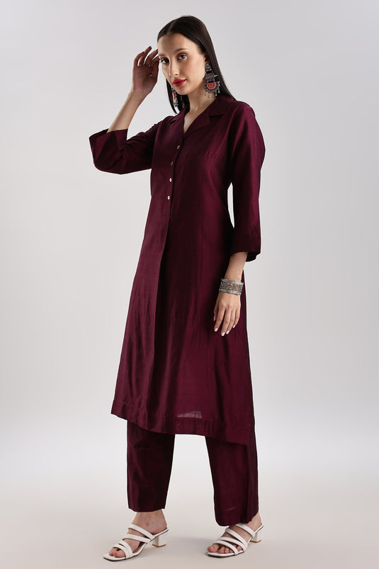Cotton Silk Collared Set