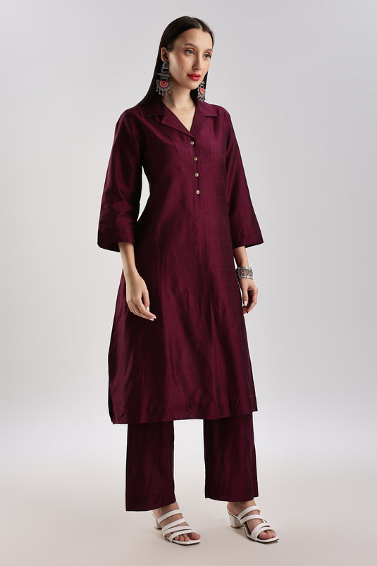 Cotton Silk Collared Set