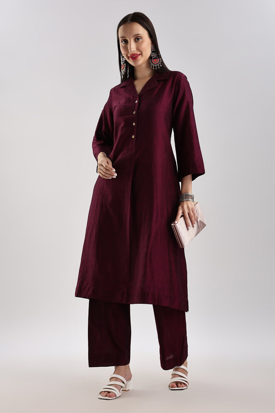 Cotton Silk Collared Set