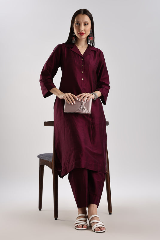 Cotton Silk Collared Set