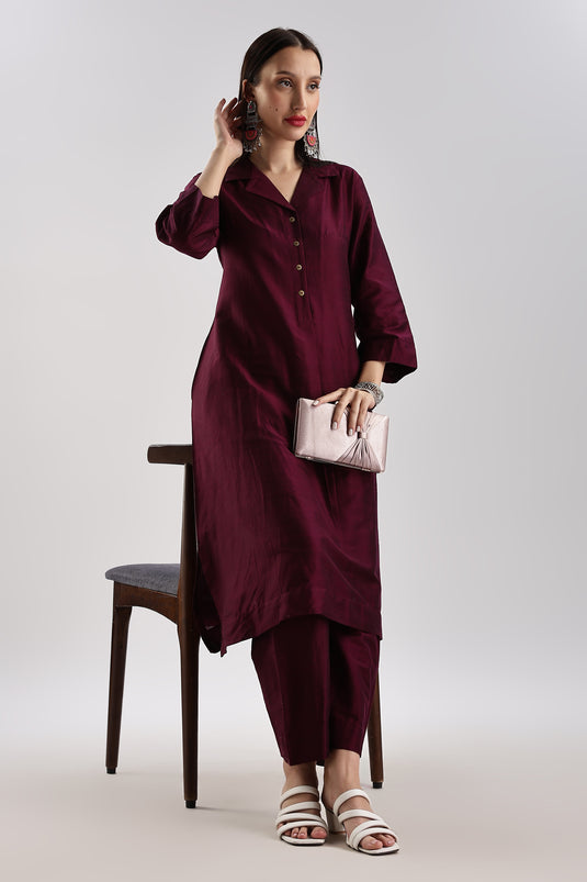 Cotton Silk Collared Set