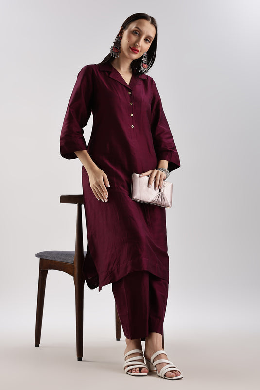 Cotton Silk Collared Set