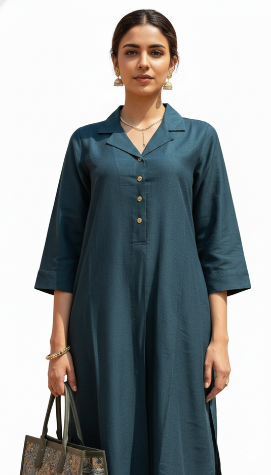 Cotton Silk Collared Set