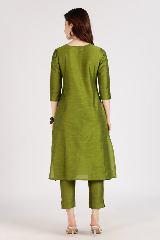 V-neck cotton silk kurta