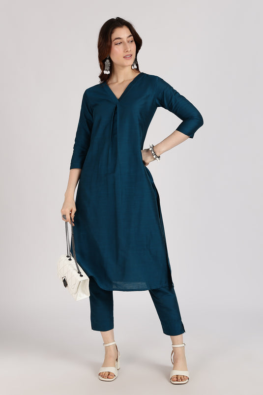 Tile V-neck cotton silk