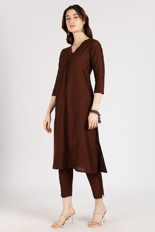 V-neck cotton silk kurti