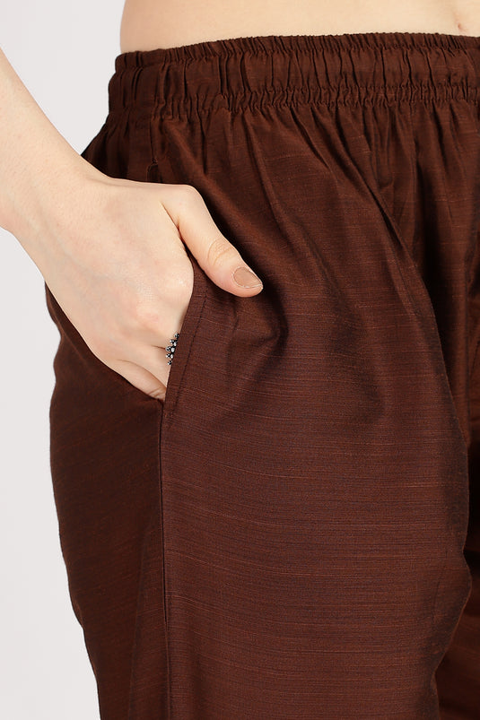 V-neck cotton silk kurti