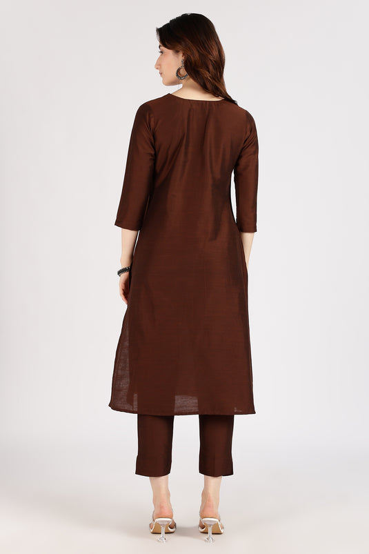 V-neck cotton silk kurti