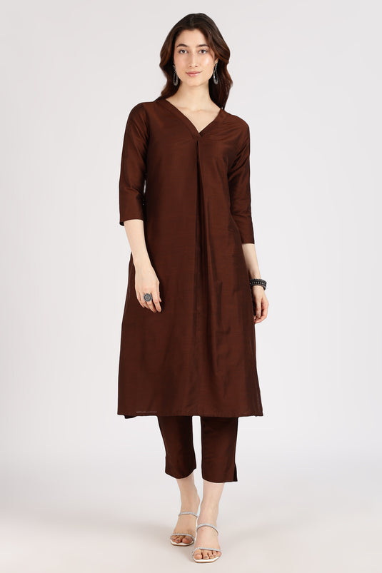 V-neck cotton silk kurti
