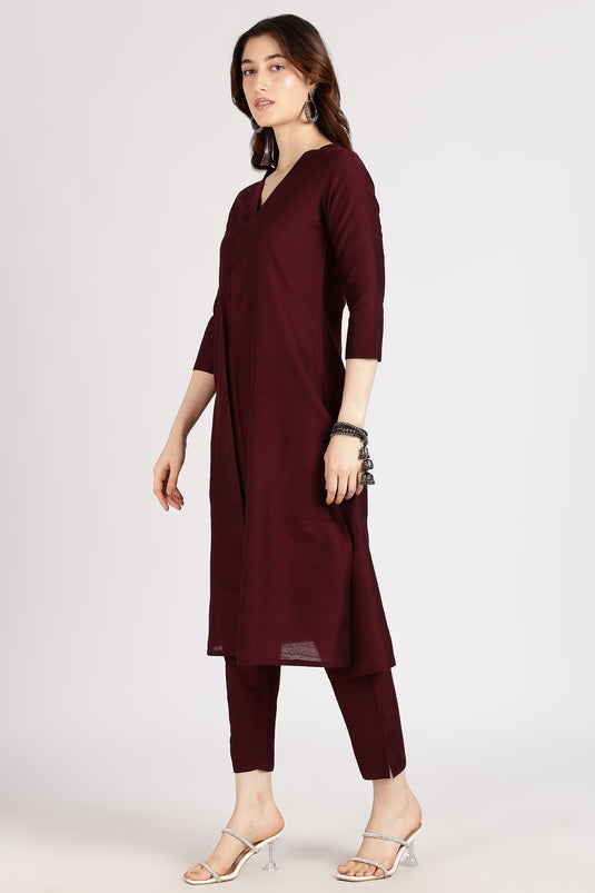 V-neck cotton silk kurta