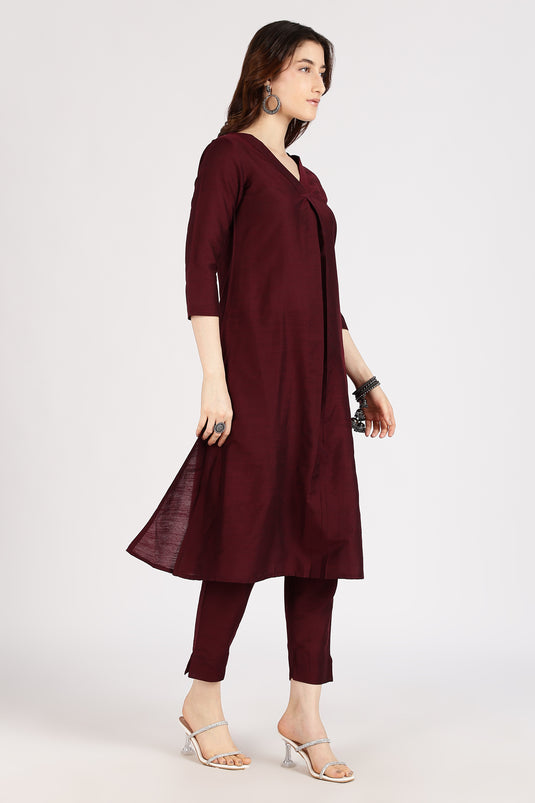 V-neck cotton silk kurta