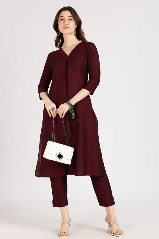 V-neck cotton silk kurta