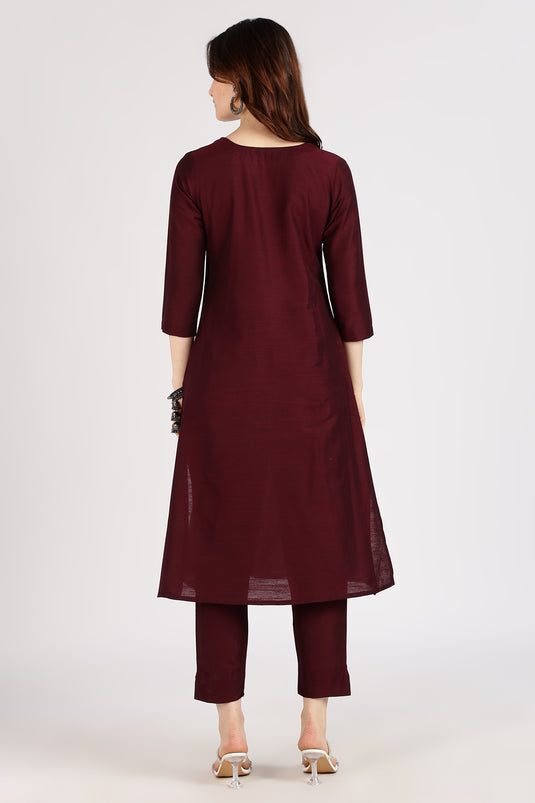 V-neck cotton silk kurta