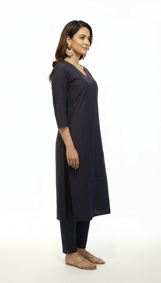 Cotton silk navy blue