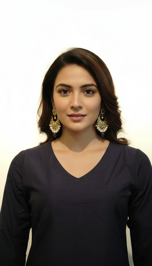 Cotton silk navy blue