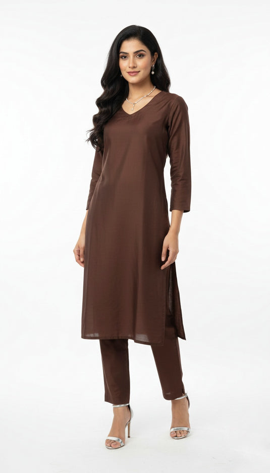 cotton silk coffee brown