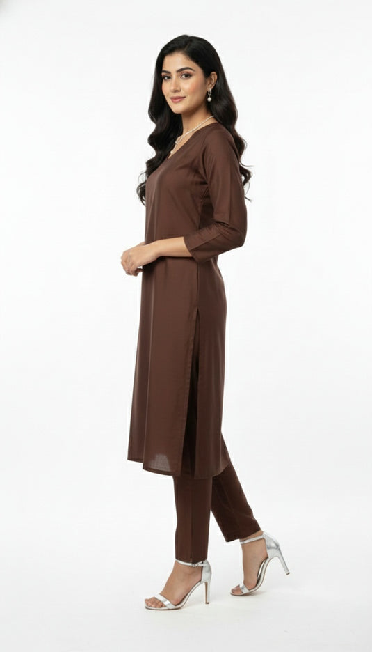 cotton silk coffee brown