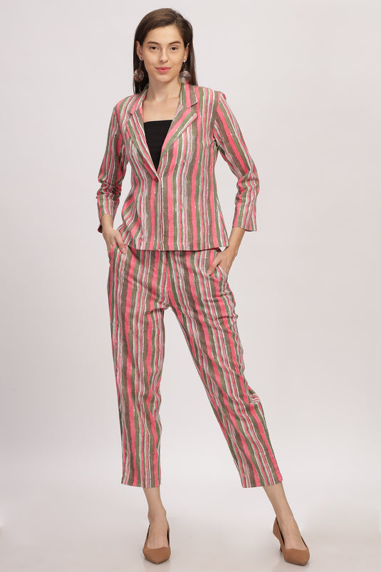 Sleek Stripes Duo Women Coordset