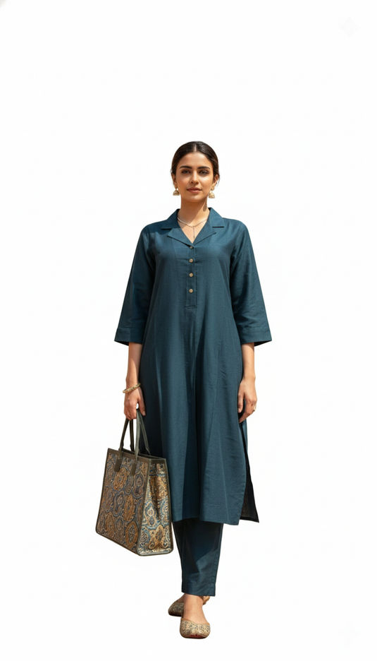 Cotton silk collar TEAL