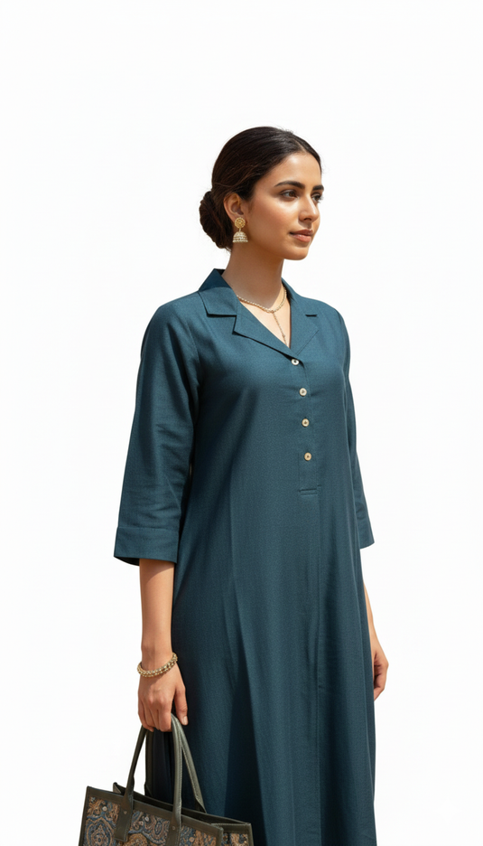 Cotton silk collar TEAL