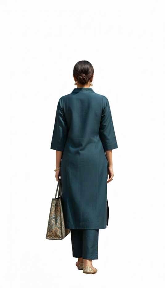 Cotton silk collar TEAL