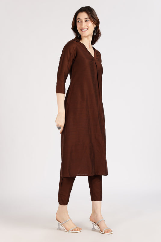 V-neck cotton silk kurti