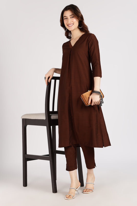 V-neck cotton silk kurti